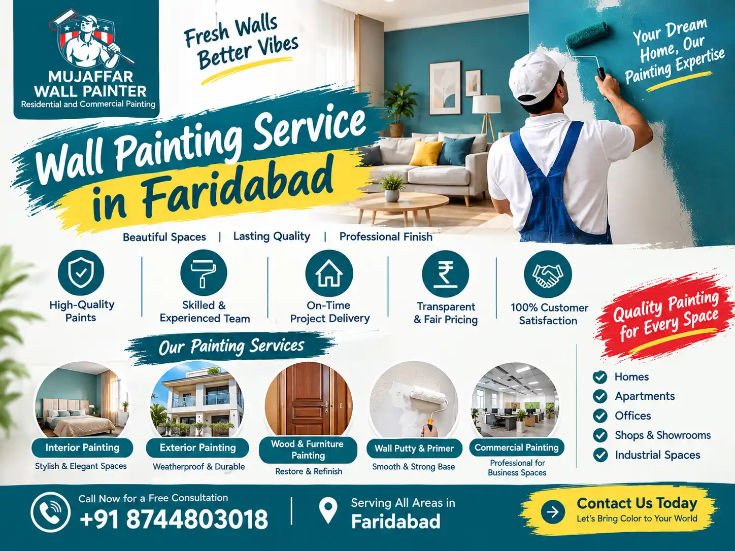 Wall painting service in Faridabad by Mujaffar Wall Painting